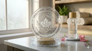 A cruelty-free and clean beauty stamp for a hydrating toner formulated for dry skin in Canada.