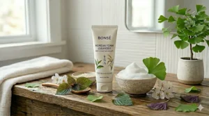 Korean foam cleanser with bilingual English and French product information for Canada.