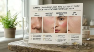 A chart showing that niacinamide serum for acne scars is safe for sensitive, oily, and dry Canadian skin types.