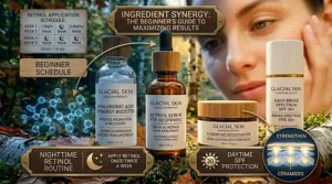 Graphic showing safe ingredients to pair with a retinol serum for beginners, including Canadian-favourite hydrating ceramides.