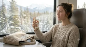 A portable, travel-friendly face mist for dry skin, ideal for Canadian commuters and travelers.