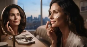 Woman applying best night cream at bedtime.