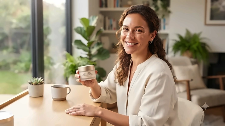 Flat lay of the best collagen cream jars and skincare products on a clean marble surface, highlighting anti-aging routines for Canadian consumers.