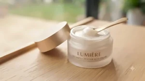 Macro close-up of a rich, lightweight best collagen cream texture featuring peptide complexes for deep hydration.