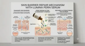 A conceptual diagram illustrating how the best PDRN serum repairs and strengthens a damaged skin barrier.