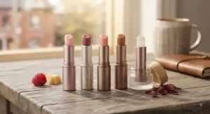 A selection of tinted lip balms providing a subtle colour and moisture for an effortless everyday Canadian style.