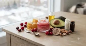 Natural nourishing ingredients featured in the best lip mask formulations.