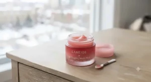 An open jar of a nourishing overnight formula chosen as the best lip mask.