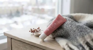 A compact travel-sized tube of the best lip mask for on-the-go Canadian weather protection.
