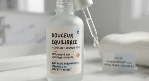 Close-up of a dermatologist-tested chemical exfoliator for sensitive skin with key hydrating ingredients.