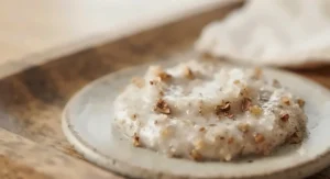 Close-up of a traditional physical face scrub texture used for deep cleansing.