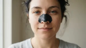 Targeted treatment for nose blackheads using a specialised peel-off mask for blackheads.